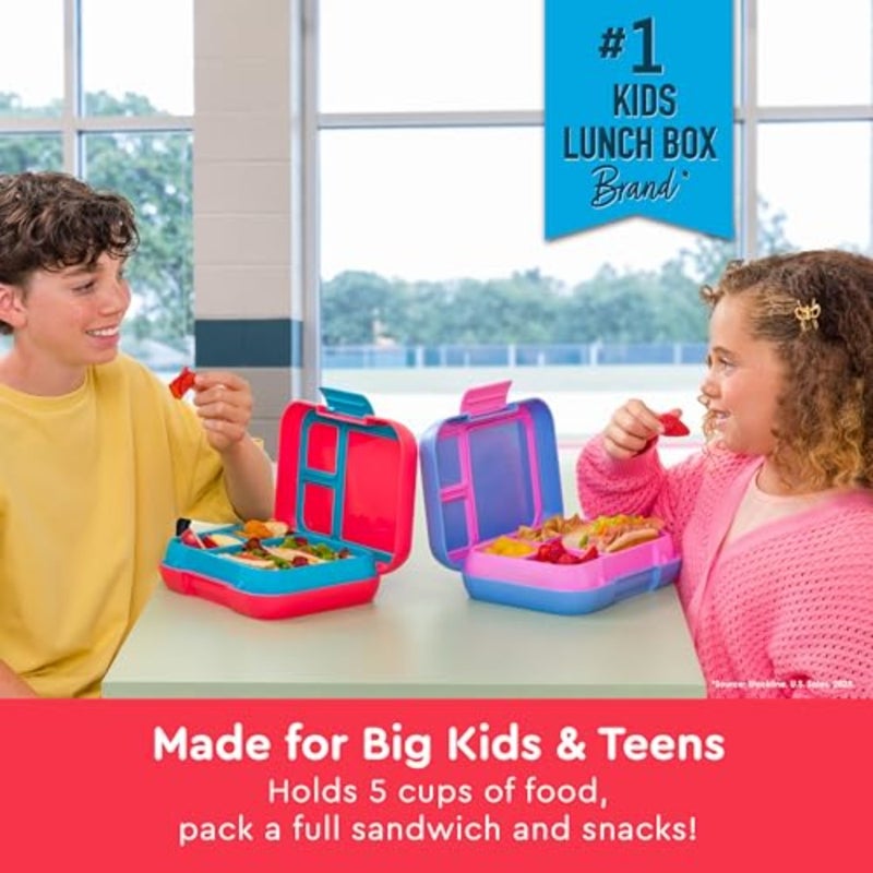 - Pop 3 Compartment Lunchbox - Flame Red/Turqooise - Image 2