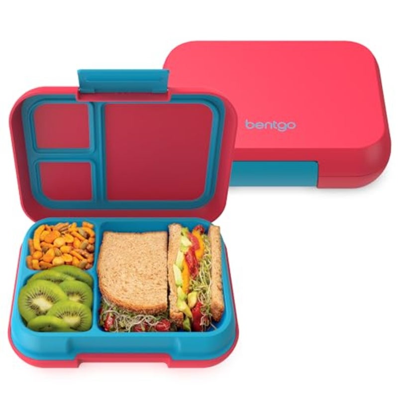- Pop 3 Compartment Lunchbox - Flame Red/Turqooise - Image 1
