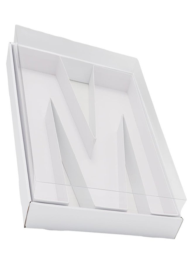 Kafucize 12.5inch Fillable Paper Mache Number Letter Cardboard Cutouts Charcuterie Board Initial Food Sweet Cupcake Tray Party Decorative Box (Letter M, White) - Image 4