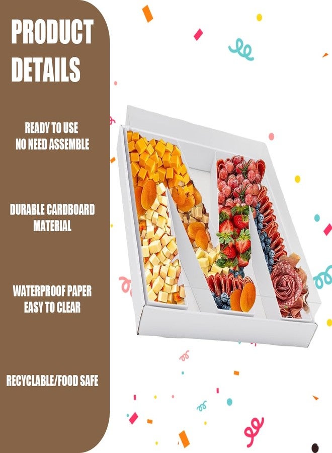 Kafucize 12.5inch Fillable Paper Mache Number Letter Cardboard Cutouts Charcuterie Board Initial Food Sweet Cupcake Tray Party Decorative Box (Letter M, White) - Image 3