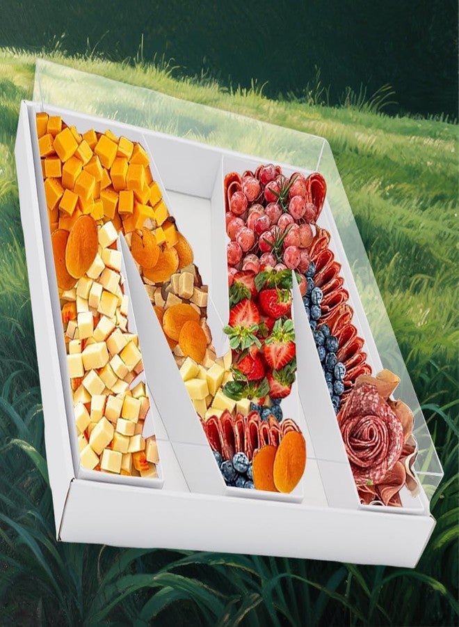 Kafucize 12.5inch Fillable Paper Mache Number Letter Cardboard Cutouts Charcuterie Board Initial Food Sweet Cupcake Tray Party Decorative Box (Letter M, White) - Image 5