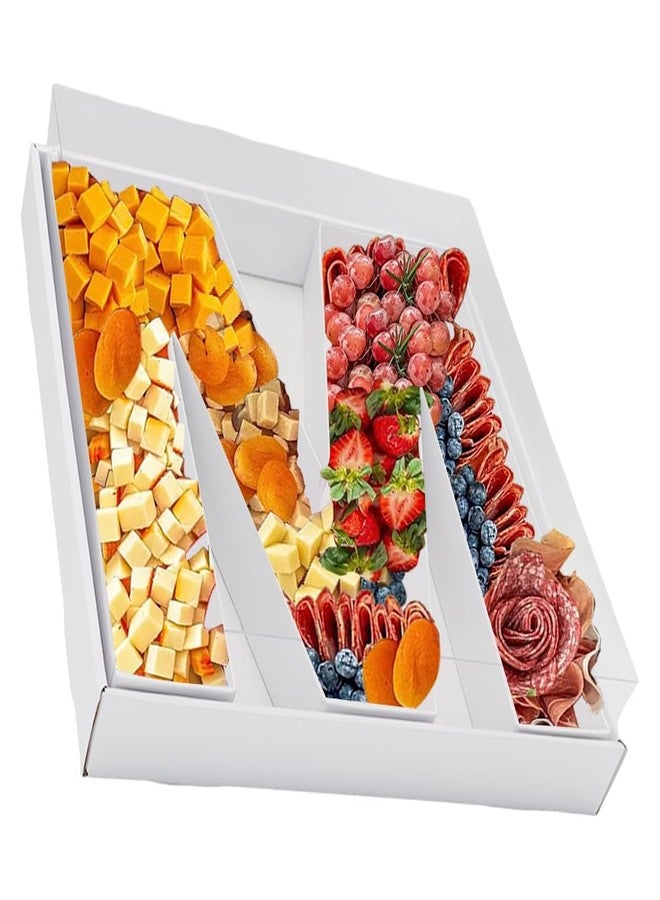 Kafucize 12.5inch Fillable Paper Mache Number Letter Cardboard Cutouts Charcuterie Board Initial Food Sweet Cupcake Tray Party Decorative Box (Letter M, White) - Image 1