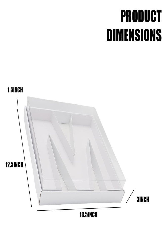 Kafucize 12.5inch Fillable Paper Mache Number Letter Cardboard Cutouts Charcuterie Board Initial Food Sweet Cupcake Tray Party Decorative Box (Letter M, White) - Image 2