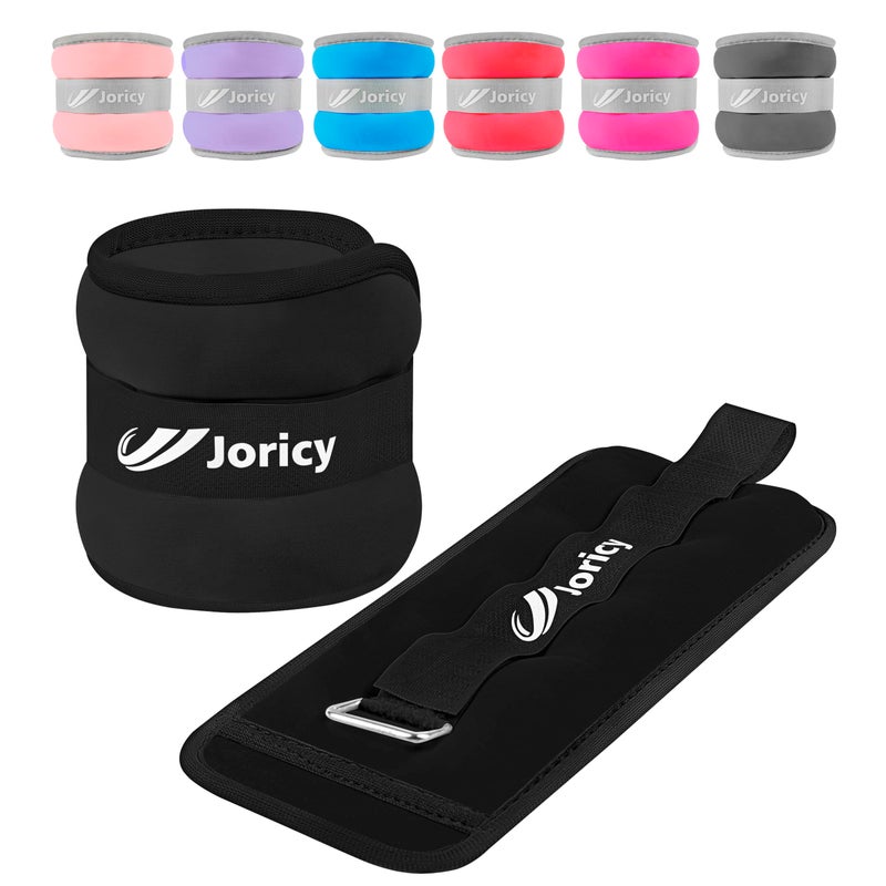 JORICY أوزان الكاحل، أوزان المعصم والساق والذراع للنساء والرجال مع أحزمة قابلة للتعديل، زوج من 6 أرطال (3 أرطال لكل وزن) تدريب القوة مع أوزان لليوغا، الجري، الجمباز، تمارين الصالة الرياضية، أسود - Image 1