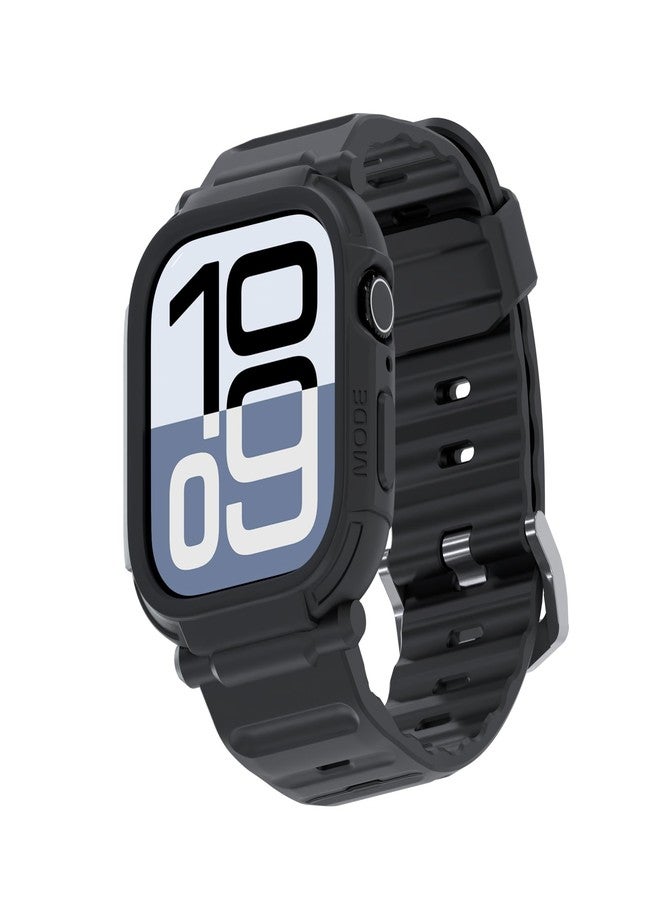 elkson Bands Case for Apple Watch Series 11/10 46mm for Men, Rugged Heavy Duty Bumper Tactical Strap Quattro Pro 2.0 Series for iWatch, Military Grade Durable Protective Cover, Shockproof, Black - Image 1