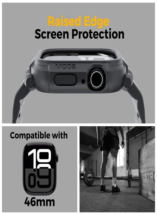 elkson Bands Case for Apple Watch Series 11/10 46mm for Men, Rugged Heavy Duty Bumper Tactical Strap Quattro Pro 2.0 Series for iWatch, Military Grade Durable Protective Cover, Shockproof, Black - Image 3