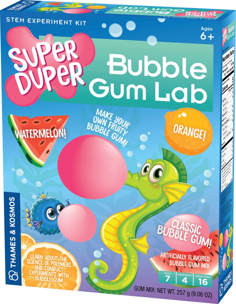 Thames & Kosmos Super Duper Bubble Gum Lab STEM Experiment & Activity Kit | Make Your Own Yummy Bubble Gum in 3 Flavors! | Learn About Science of Elastic Materials | Food Ingredients Included Small - Image 1