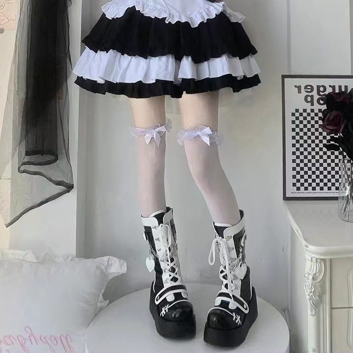 Demonia Thick Bottom Boots 2023 New Punk Motorcycle Thick Bottom Middle Boots Women'S Cute Girl Motorcycle Boots - Image 4