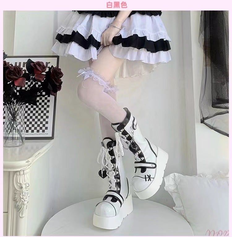 Demonia Thick Bottom Boots 2023 New Punk Motorcycle Thick Bottom Middle Boots Women'S Cute Girl Motorcycle Boots - Image 1