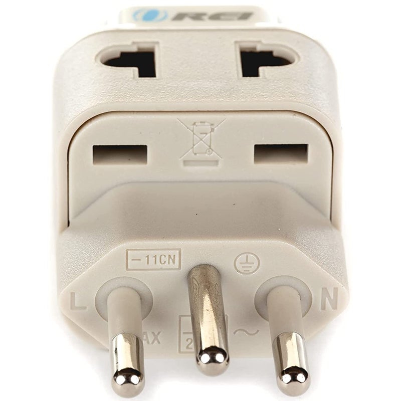 OREI India to Brazil (Type N) Travel Adapter Plug - 2 in 1 - CE Certified - RoHS Compliant - White Color (DB-11C) - Image 5