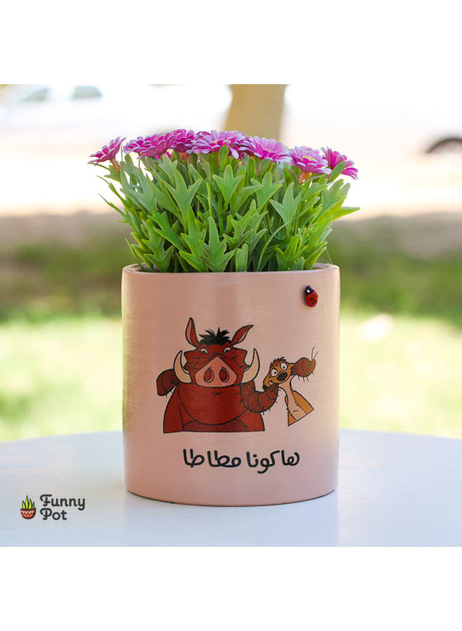 Handnade artificial plant pot - beige - 18*10 cm