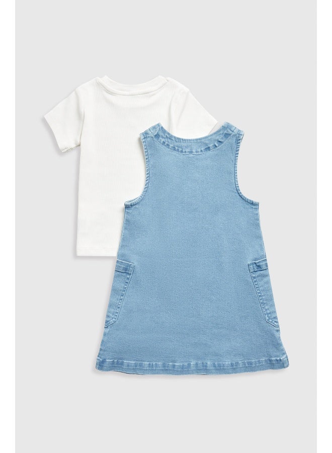 mothercare Denim Pinny Dress and T-Shirt Set - Image 3