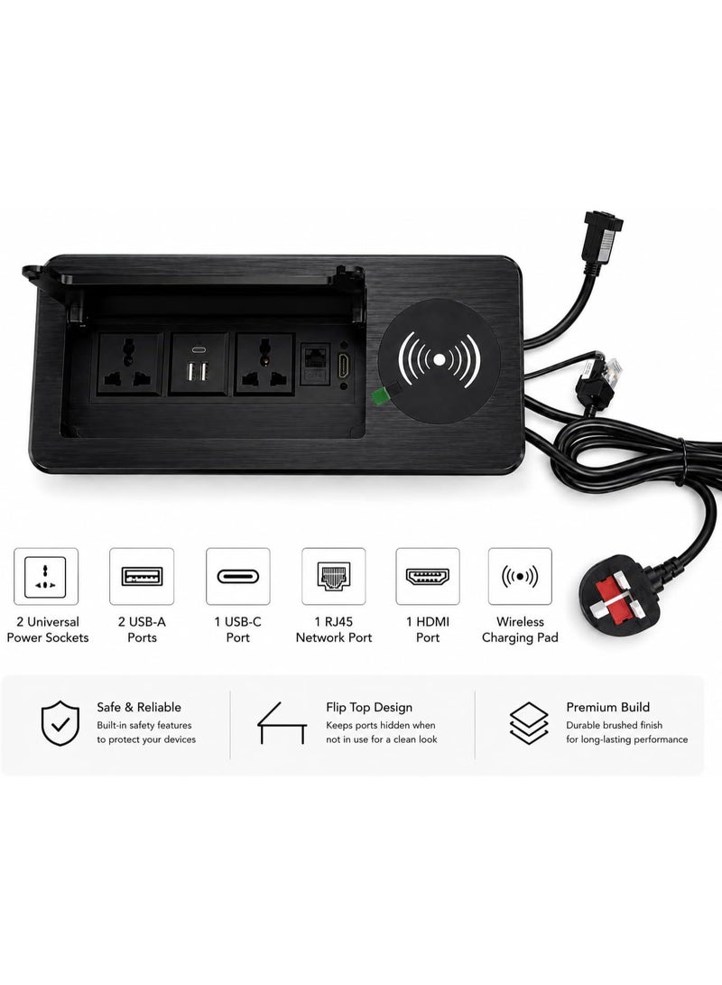 DKURVE Flip Desk Power Socket Black - Image 3