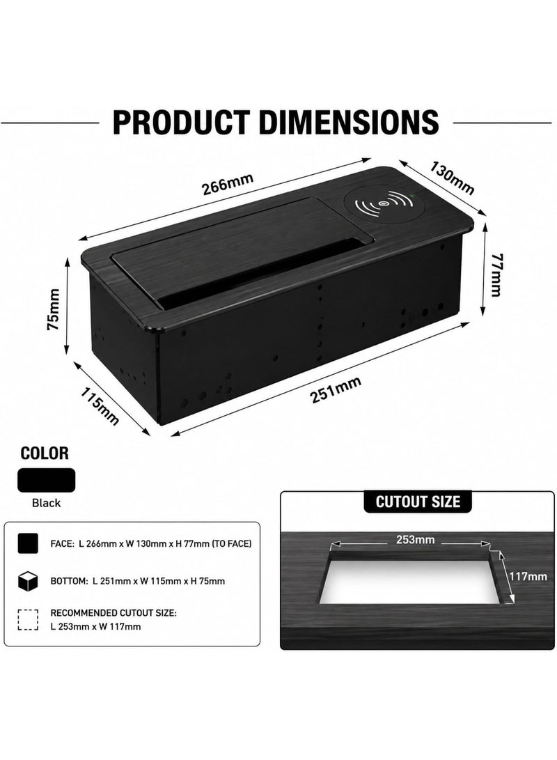DKURVE Flip Desk Power Socket Black - Image 4