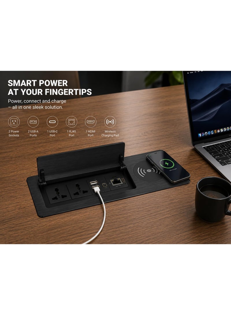 DKURVE Flip Desk Power Socket Black - Image 5