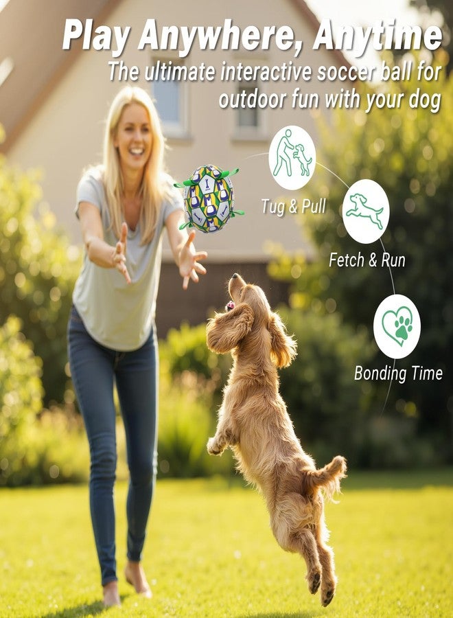 PETSWEET Dog Toy Balls, Dog Soccer Ball with Straps, Interactive World Cup Soccer Ball for Medium Dogs, Water Fetch Toys, Tug-of-War, Herding Ball Toys Outdoor, Dog Birthday Toy, Green (6 Inch) - Image 2