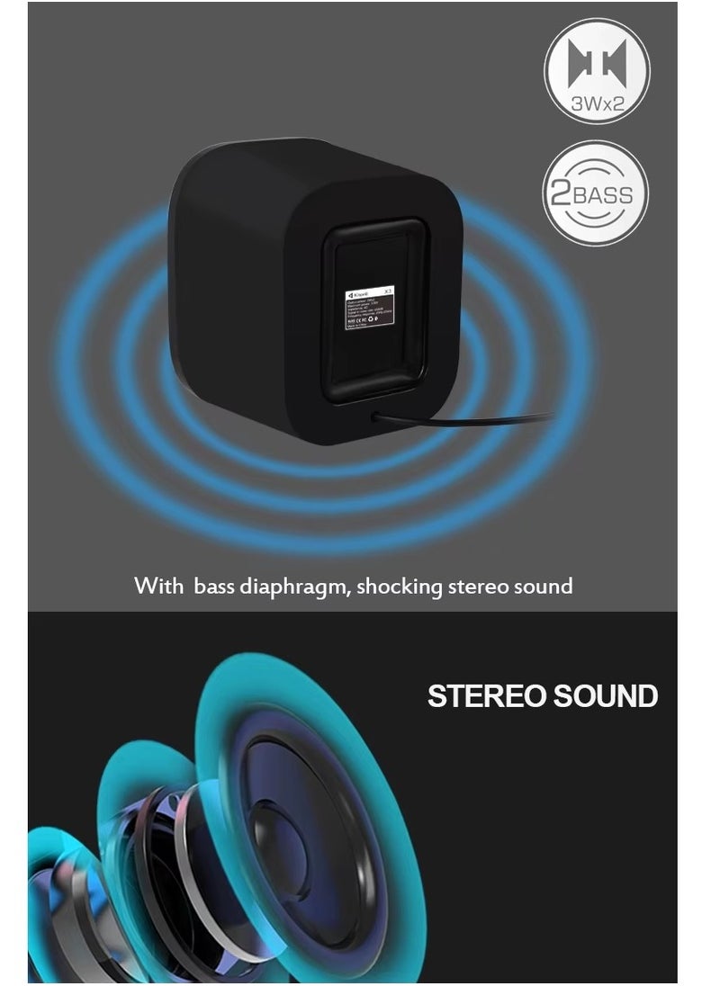 Kisonli - KISONLI X3 USB + AUX 3.5MM Speaker RGB Speaker for Computer, LAPTOP 3 WATT PER SPEAKER  WITH MODERN ERGONOMIC DESIGN PERFECT FOR YOUR COMPUTER  SETUP - Image 1