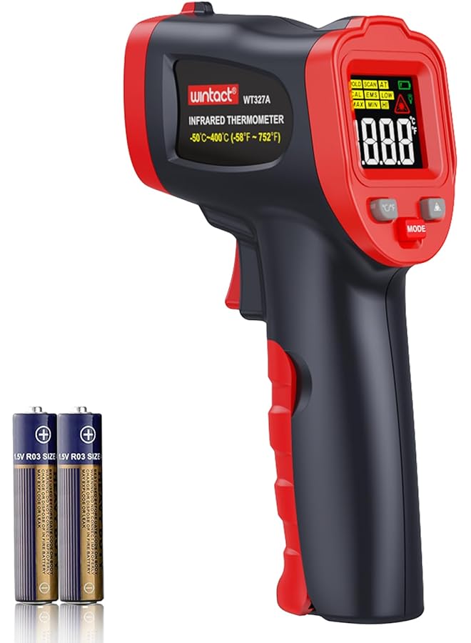 مسدس ترمومتر الأشعة تحت الحمراء -50 درجة مئوية إلى 400 درجة مئوية مسدس ليزر رقمي غير تلامسي لقياس درجة حرارة السطح والمحيط للمطبخ وطهي الطعام وسوائل الشواء وقلي اللحوم - Image 1