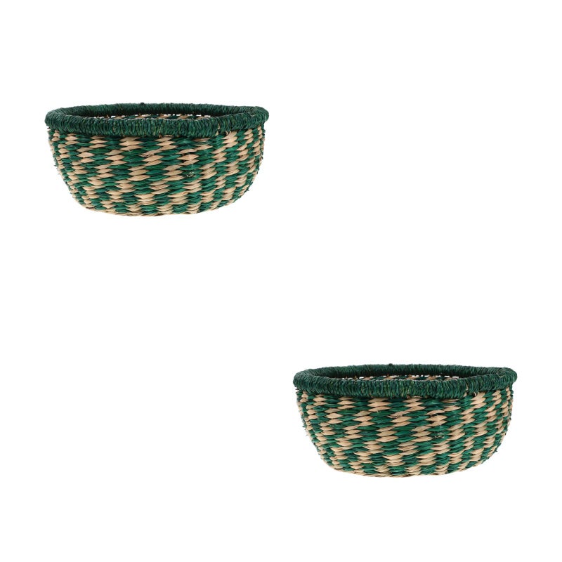 2pcs Handwoven Seagrass Storage Basket for Kitchen Snacks Round Wicker Tray for Coffee Table Decorative Basket for Home Decor - Image 1
