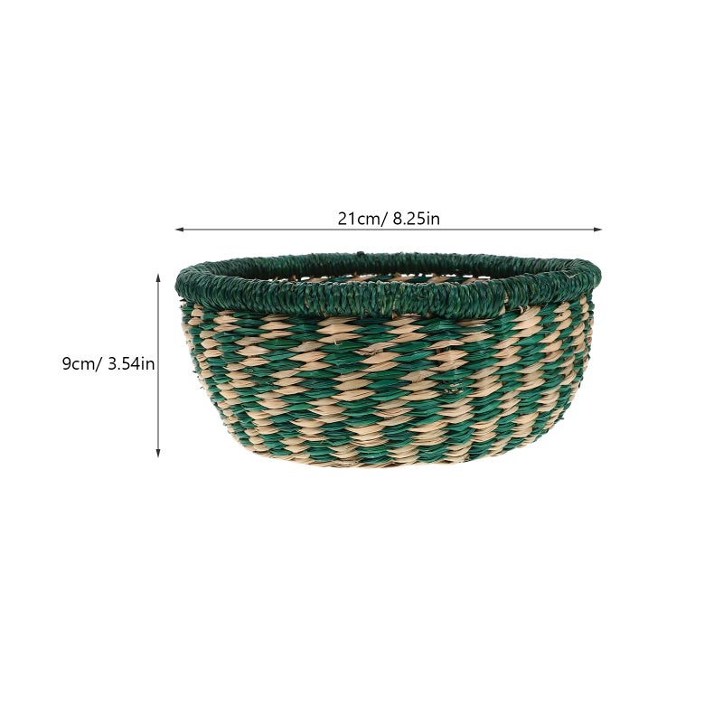 2pcs Handwoven Seagrass Storage Basket for Kitchen Snacks Round Wicker Tray for Coffee Table Decorative Basket for Home Decor - Image 2