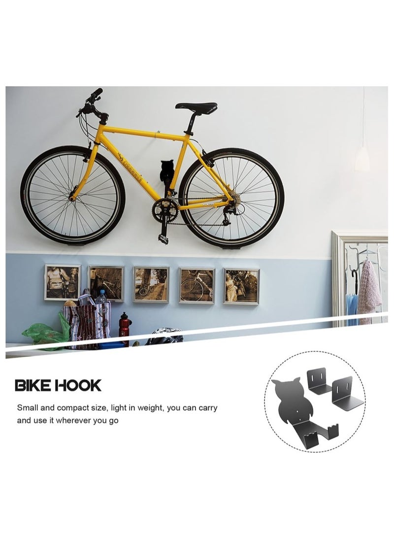 Generic Bike Wall Mount,Bicycle Hanging Rack Support Brackets,Owl Shaped Heavy Duty Garage Storage Holder,Utility Horizontal Bike Hook Stand Storage Indoor for Road,Mountain,Hybrid Bicycle-Black  - Image 2