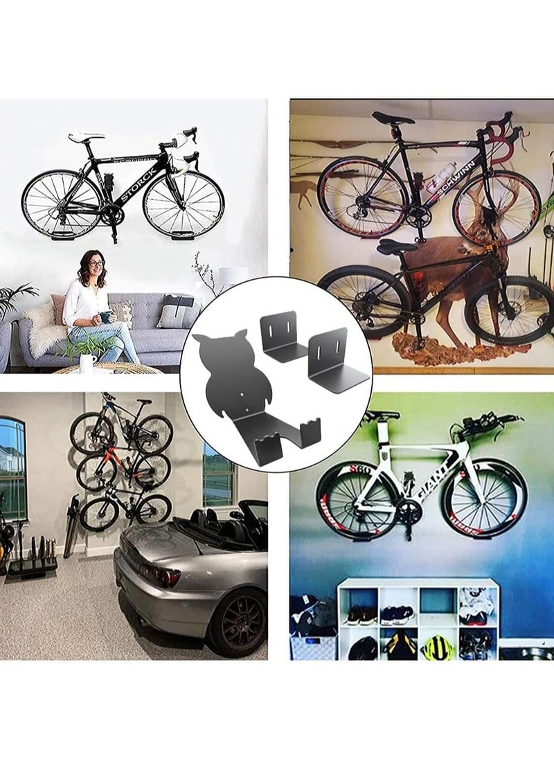 Generic Bike Wall Mount,Bicycle Hanging Rack Support Brackets,Owl Shaped Heavy Duty Garage Storage Holder,Utility Horizontal Bike Hook Stand Storage Indoor for Road,Mountain,Hybrid Bicycle-Black  - Image 5