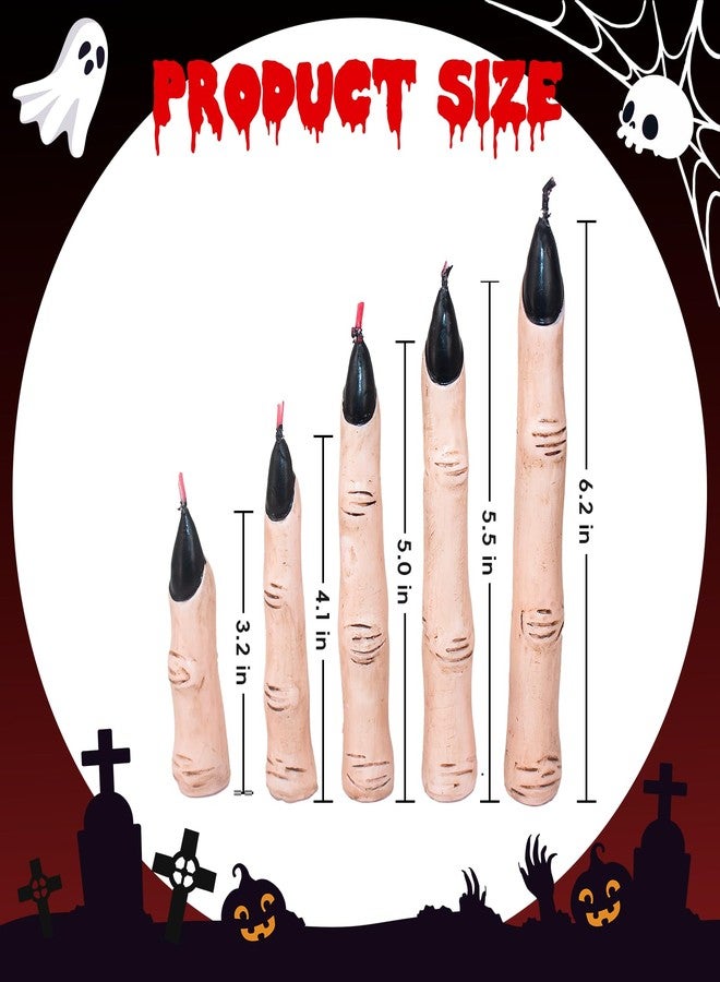 SOUNDVALUE Witch Finger Candles, Creepy Bleeding Halloween Taper Candle, Realistic Halloween Decor, Spooky Blood Drip Candle Set for Party Indoor Gothic Decor - Image 4