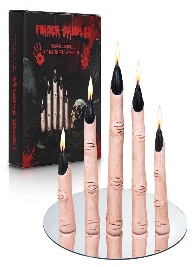 SOUNDVALUE Witch Finger Candles, Creepy Bleeding Halloween Taper Candle, Realistic Halloween Decor, Spooky Blood Drip Candle Set for Party Indoor Gothic Decor - Image 1