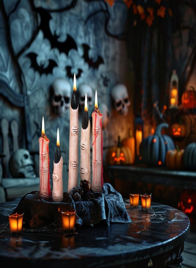SOUNDVALUE Witch Finger Candles, Creepy Bleeding Halloween Taper Candle, Realistic Halloween Decor, Spooky Blood Drip Candle Set for Party Indoor Gothic Decor - Image 5