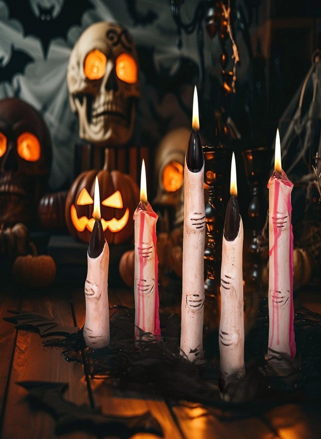 SOUNDVALUE Witch Finger Candles, Creepy Bleeding Halloween Taper Candle, Realistic Halloween Decor, Spooky Blood Drip Candle Set for Party Indoor Gothic Decor - Image 2
