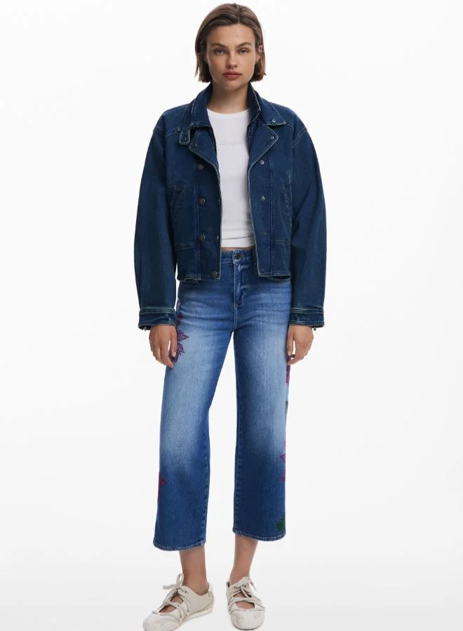 Embroidered culotte jeans