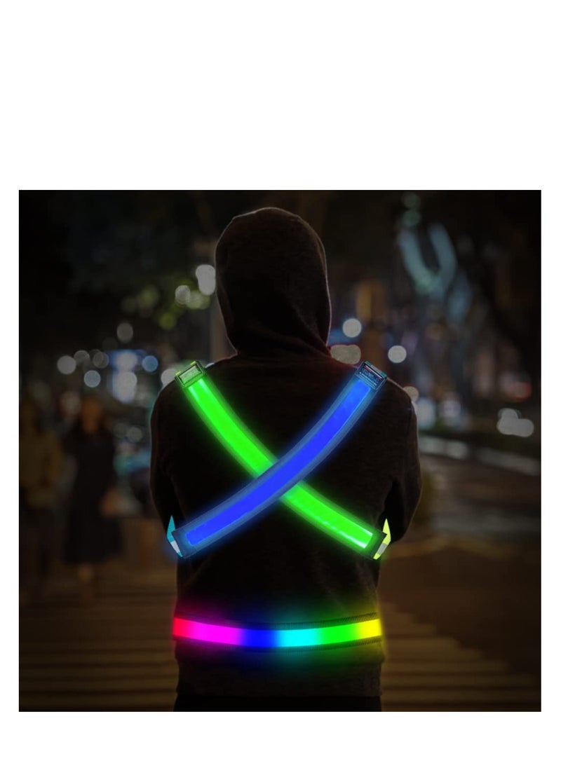 Generic - High Visibility Reflective Running Belt with USB Rechargeable Safety Light, Adjustable Size Reflective Sash for Nighttime Running and Walking, Ideal for Outdoor Activities. - Image 1