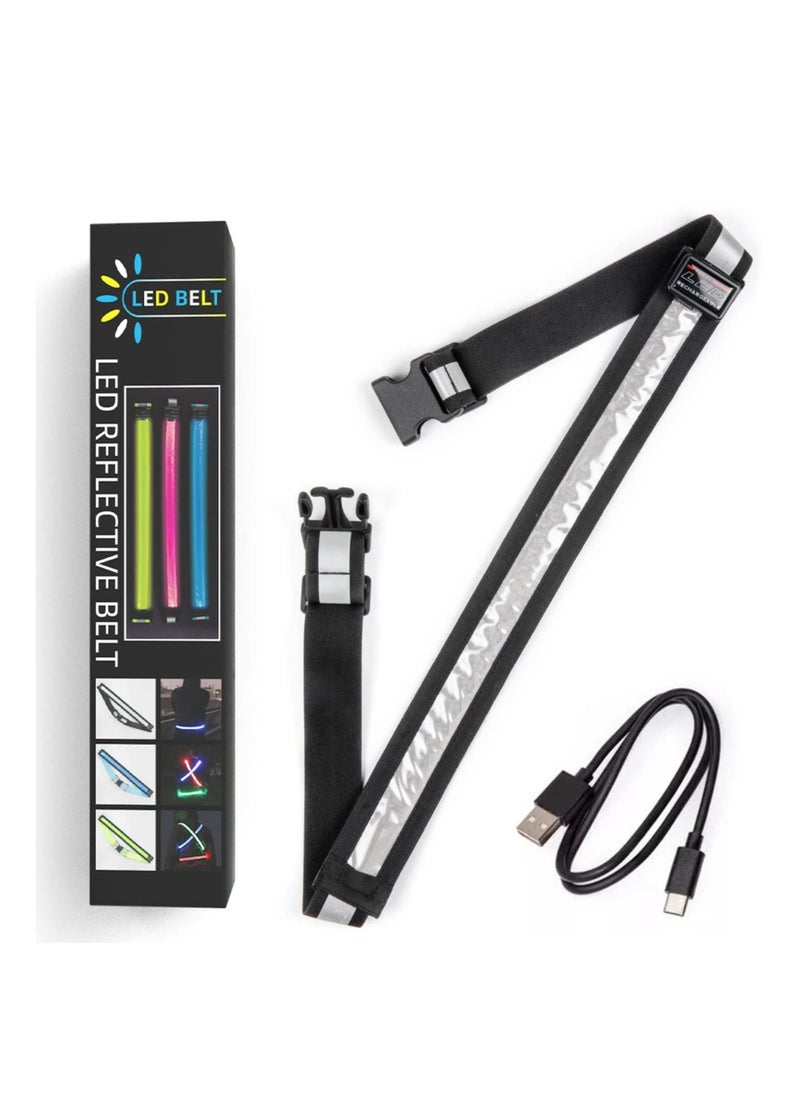 Generic - High Visibility Reflective Running Belt with USB Rechargeable Safety Light, Adjustable Size Reflective Sash for Nighttime Running and Walking, Ideal for Outdoor Activities. - Image 1