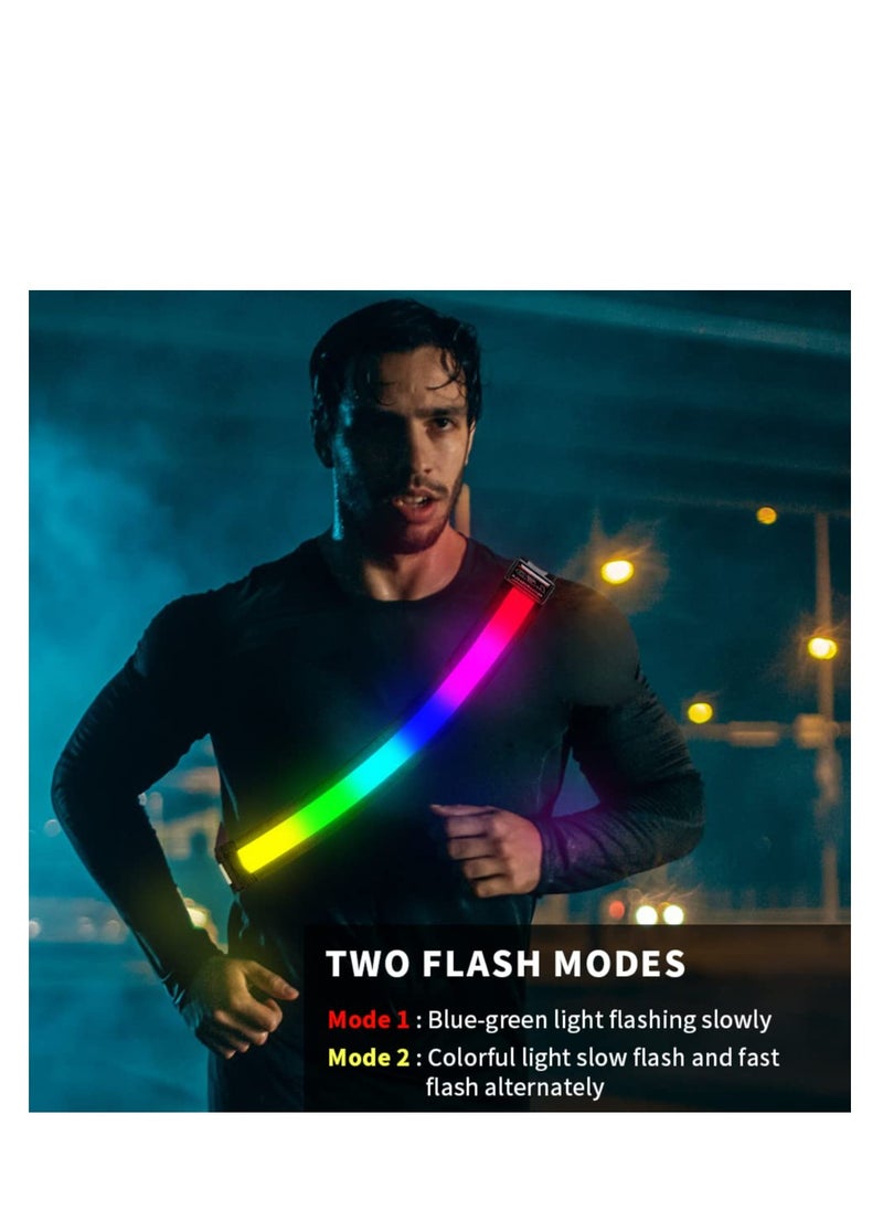 Generic - High Visibility Reflective Running Belt with USB Rechargeable Safety Light, Adjustable Size Reflective Sash for Nighttime Running and Walking, Ideal for Outdoor Activities. - Image 1