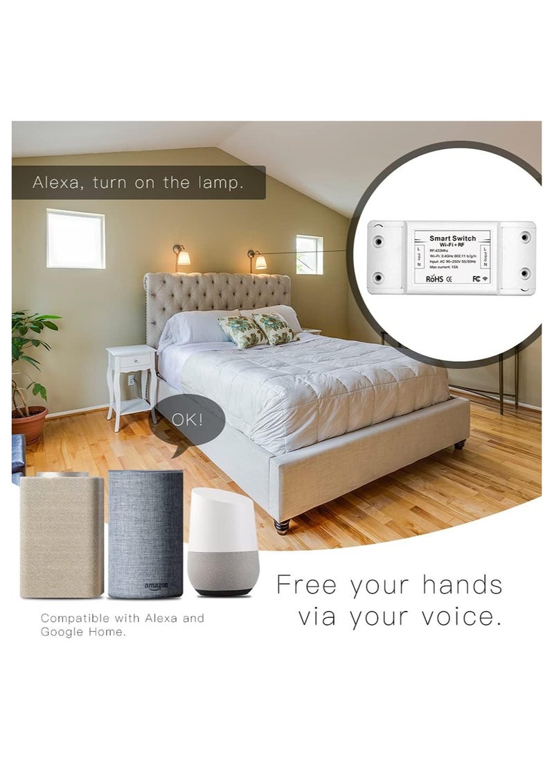 LUMIVE Lumive Smart Switch Works With Alexa & Google Home WiFi Switch Wireless Socket Smart Life APP, iOS & Android, Suit for Home Hotel Office (Smart Switch (4Pcs))  - Image 2