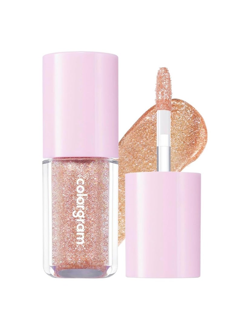 COLORGRAM COLORGRAM Milk Bling Shadow 12 Humming Coral | Pigmented Glistening Liquid Glitter Eyeshadow, Long-lasting Shimmer to Matte, Infused with different sized Glittery Pearls - Image 1
