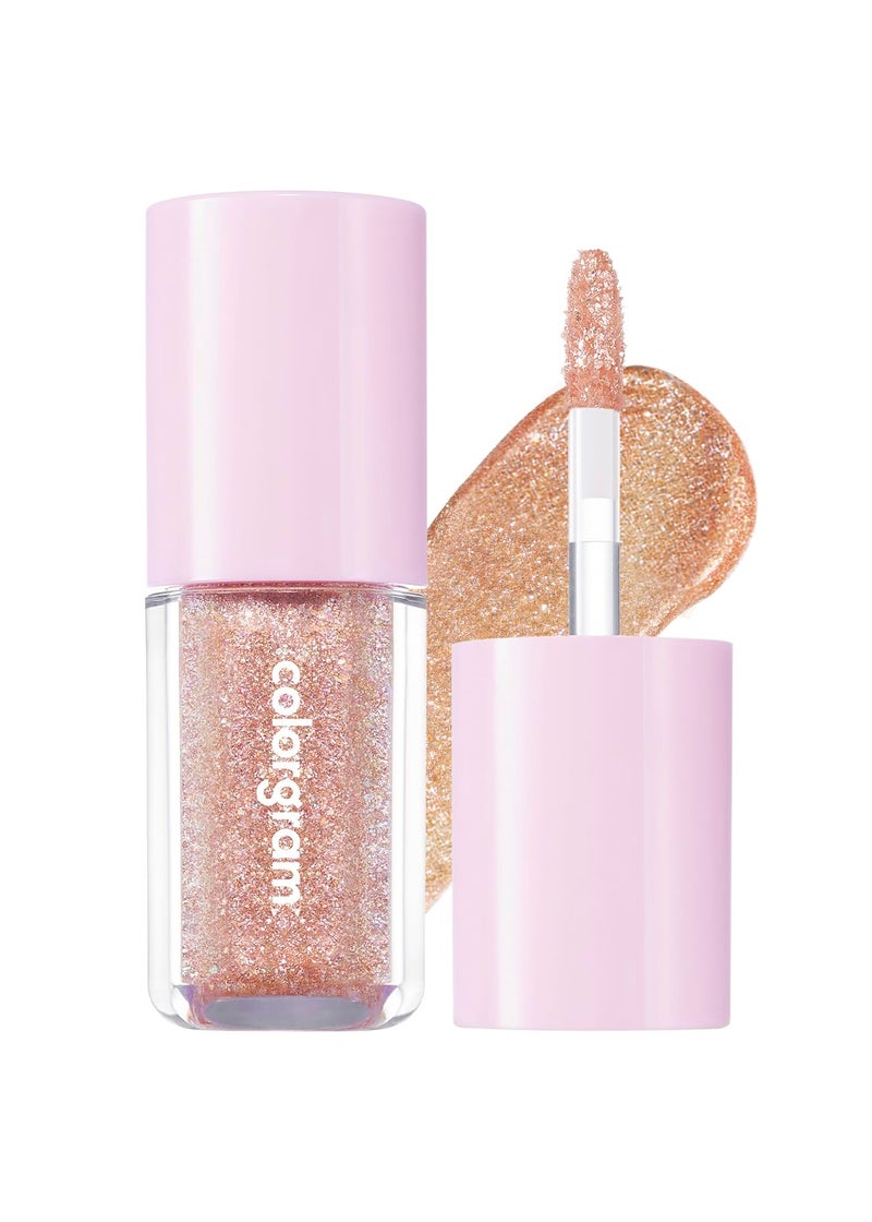 COLORGRAM Milk Bling Shadow 12 Humming Coral | Pigmented Glistening Liquid Glitter Eyeshadow, Long-lasting Shimmer to Matte, Infused with different sized Glittery Pearls - Image 1