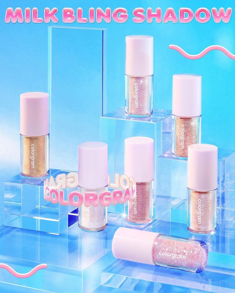 COLORGRAM Milk Bling Shadow 12 Humming Coral | Pigmented Glistening Liquid Glitter Eyeshadow, Long-lasting Shimmer to Matte, Infused with different sized Glittery Pearls - Image 5