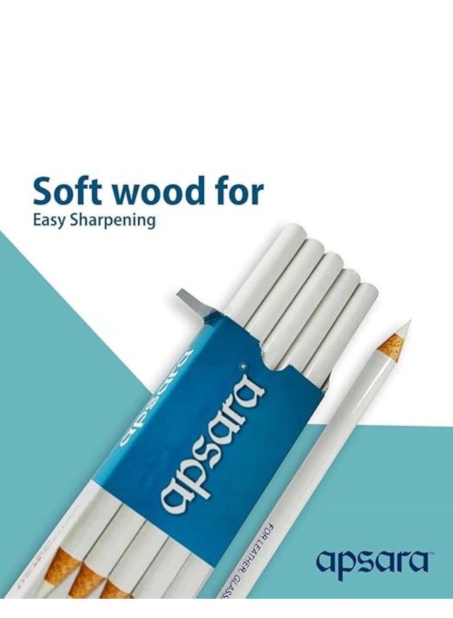 Apsara Glass Marking Pencils, White - Pack of 10 - Image 4