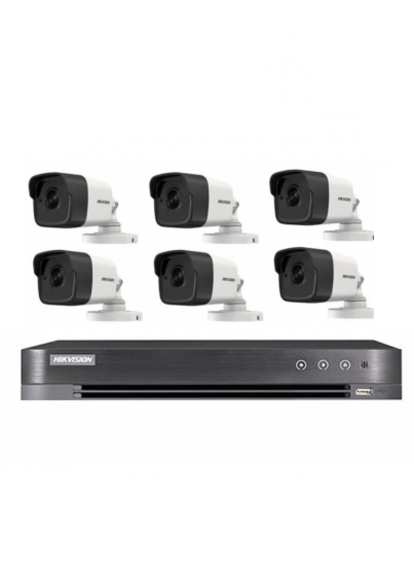 هيكفيجن Hikvision 6 Cameras 5 Megapixel Internal External With 8 Channel Recording Device