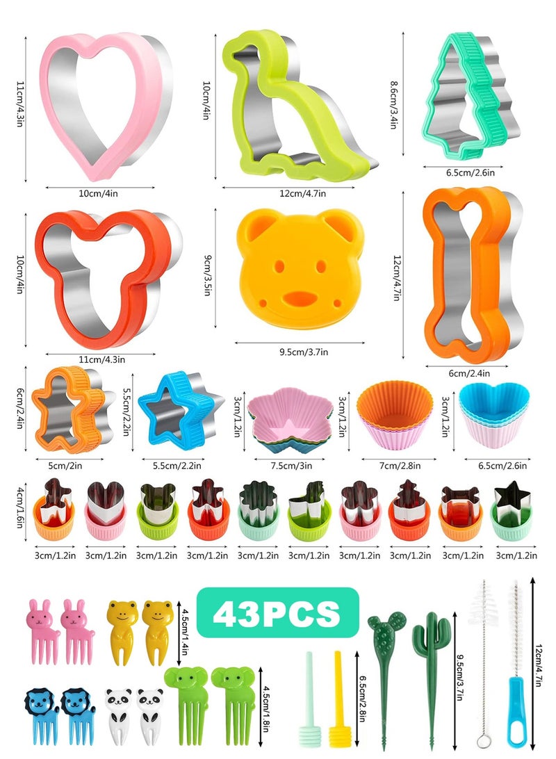 HomarKet 43 PCS Sandwich Cutter and Sealer Set for Kids, Decruster Sandwich Maker Holiday Cookie Cutters Fruit Vegetable Food Cutter Shapes for Boy & Girls Bento Lunch Box w/Mickey Mouse Dinosaur Unicorn Heart - Image 2