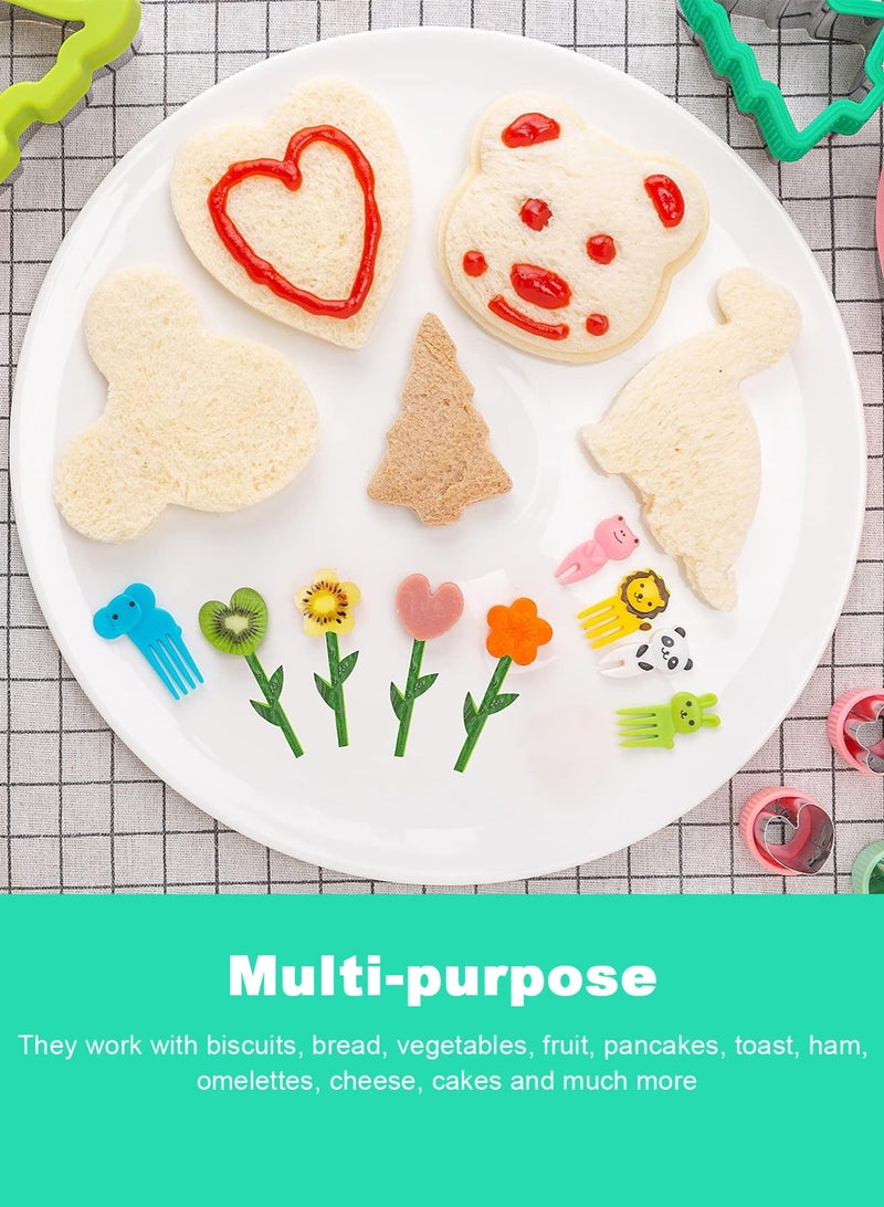 HomarKet 43 PCS Sandwich Cutter and Sealer Set for Kids, Decruster Sandwich Maker Holiday Cookie Cutters Fruit Vegetable Food Cutter Shapes for Boy & Girls Bento Lunch Box w/Mickey Mouse Dinosaur Unicorn Heart - Image 5