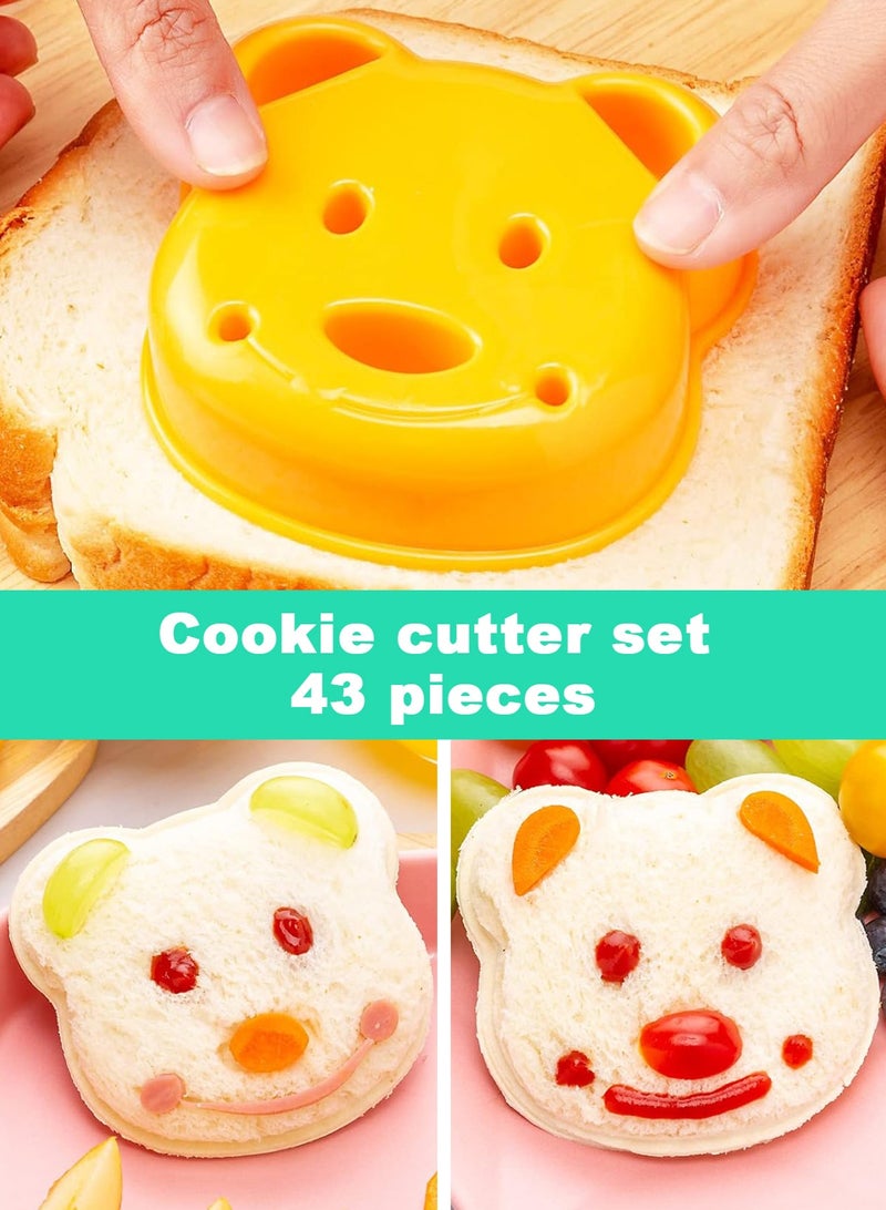HomarKet 43 PCS Sandwich Cutter and Sealer Set for Kids, Decruster Sandwich Maker Holiday Cookie Cutters Fruit Vegetable Food Cutter Shapes for Boy & Girls Bento Lunch Box w/Mickey Mouse Dinosaur Unicorn Heart - Image 3