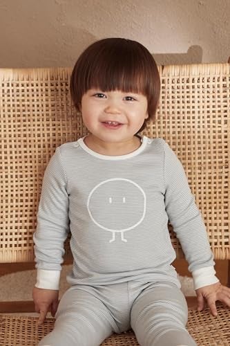 MORI Baby Unisex Snoozy Daywear Set in Blue Stripe - Comfortable Top and Elastic Waist Pants - Toddler - 9-12 Months - Image 4