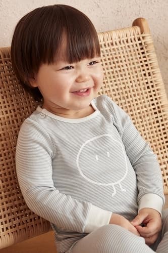 MORI Baby Unisex Snoozy Daywear Set in Blue Stripe - Comfortable Top and Elastic Waist Pants - Toddler - 9-12 Months - Image 2