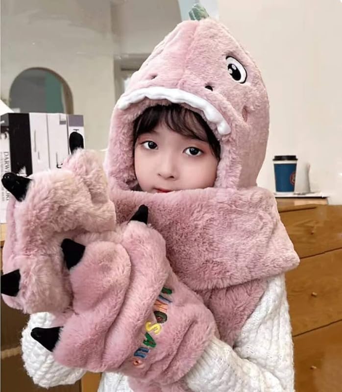 Richmen طقم ريتشمن الشتوي 3 في 1 من وشاح بغطاء رأس وقبعة وقفازات للنساء قبعة صوفية لطيفة للأولاد والبنات (فوق 12 سنة) - Image 3