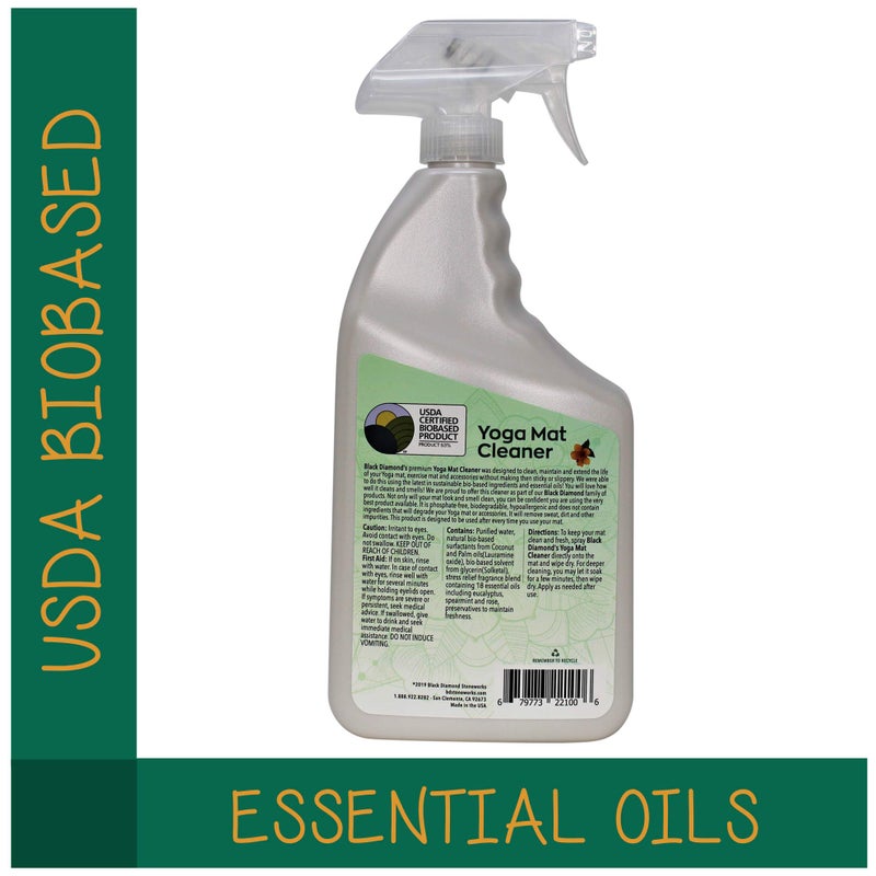 Black Diamond Stoneworks Yoga Mat Spray Cleaner: USDA Certified BIOBASED- Essential Oils, Safe for All Type of Materials, Exercise, Pilates, or Workout Mats. (1 quart) - Image 2