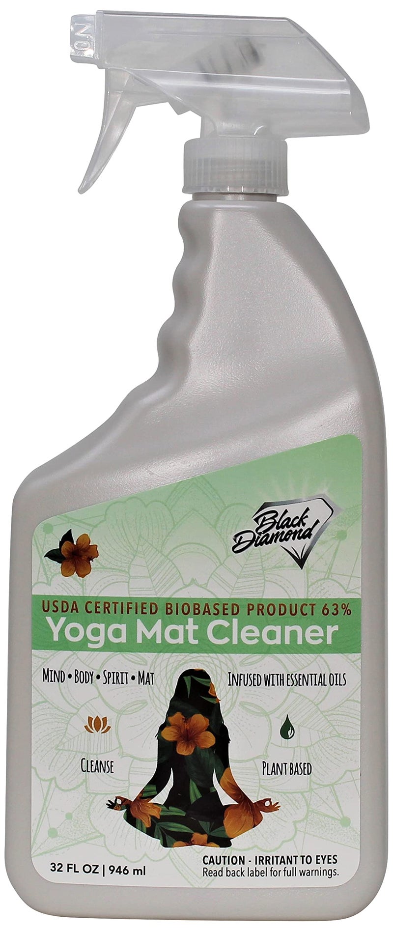 Black Diamond Stoneworks Yoga Mat Spray Cleaner: USDA Certified BIOBASED- Essential Oils, Safe for All Type of Materials, Exercise, Pilates, or Workout Mats. (1 quart) - Image 1
