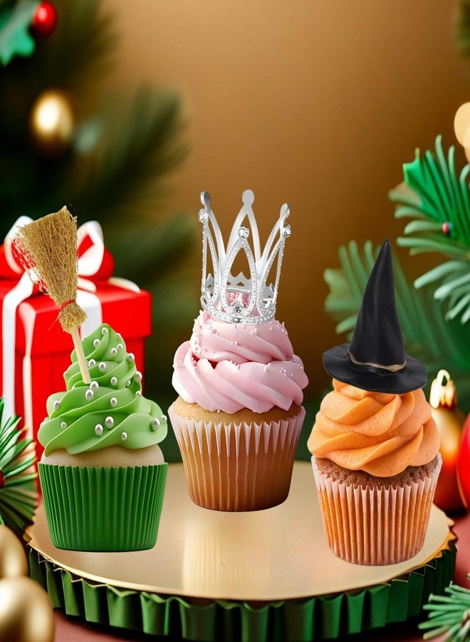 XLENGO 18 Pcs Witch Birthday Cupcake Toppers, Witch Hat Cake Topper Crown and Broom Cake Decorations for Witch Themed Birthday Party Supplies - Image 4