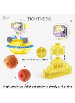 LELE BROTHER 433-Piece Astronaut Stacking Blocks with LED Light Mini Building Set, Planet Astronaut Mini Blocks Set DIY Bricks Toy, Early Intelligent Brick Construction Series Toys for Children 6+ Years  - Image 4